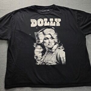Dolly Parton Graphic T-Shirt Black Cotton Portrait Tee 3XL Mad Engine Country